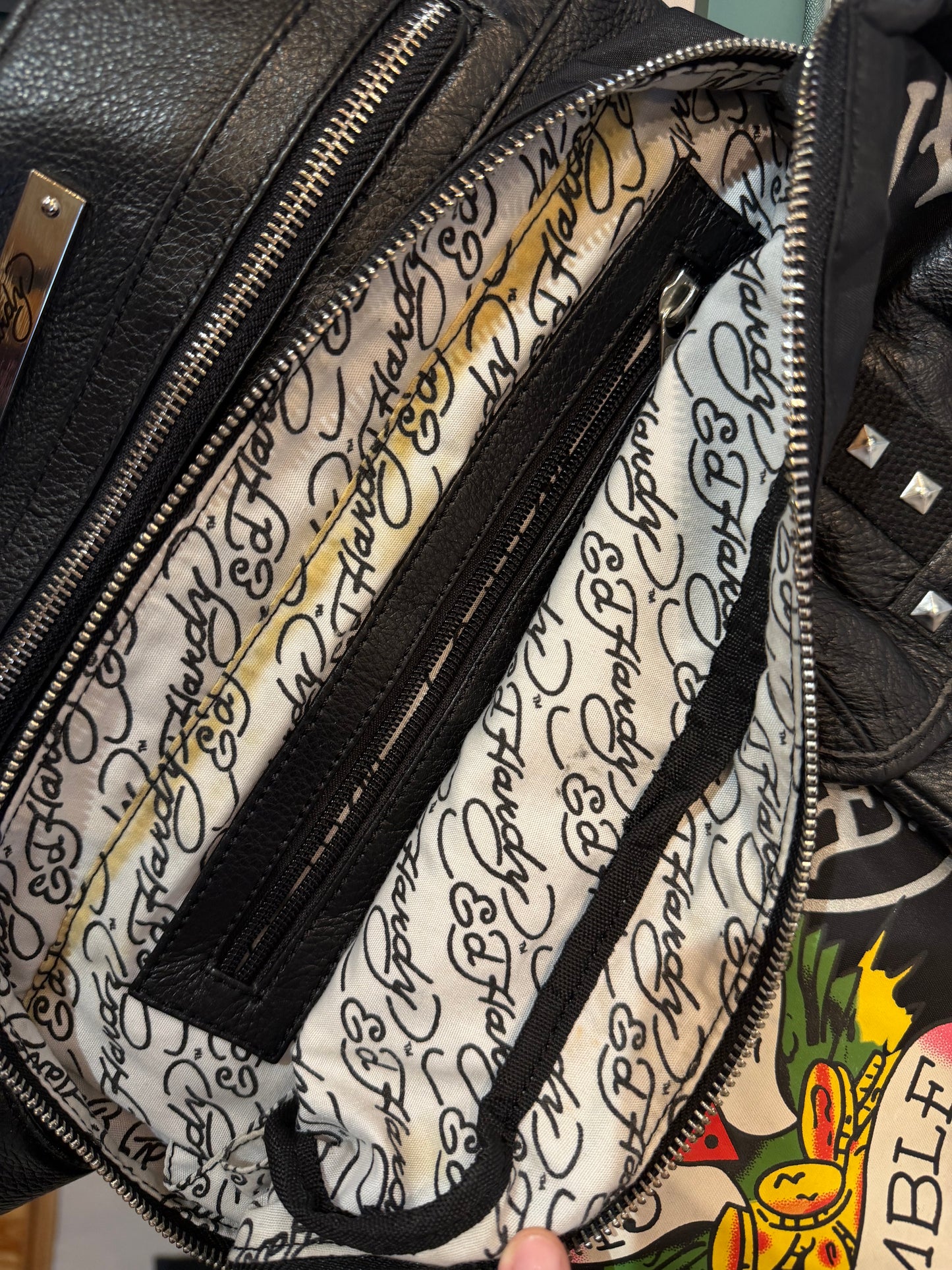 Ed Hardy Leather messenger-style crossbody Bag