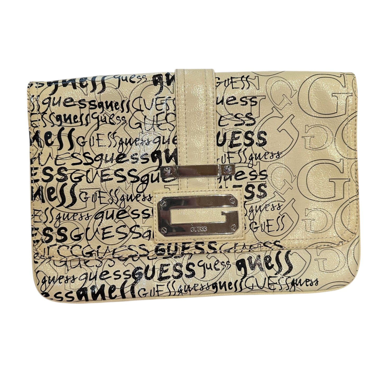 Guess Leather Graphic Clutch Bag