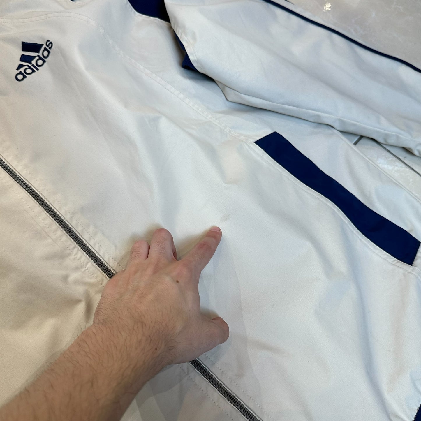 Adidas Vintage Beige/Blue WindBreaker Jacket