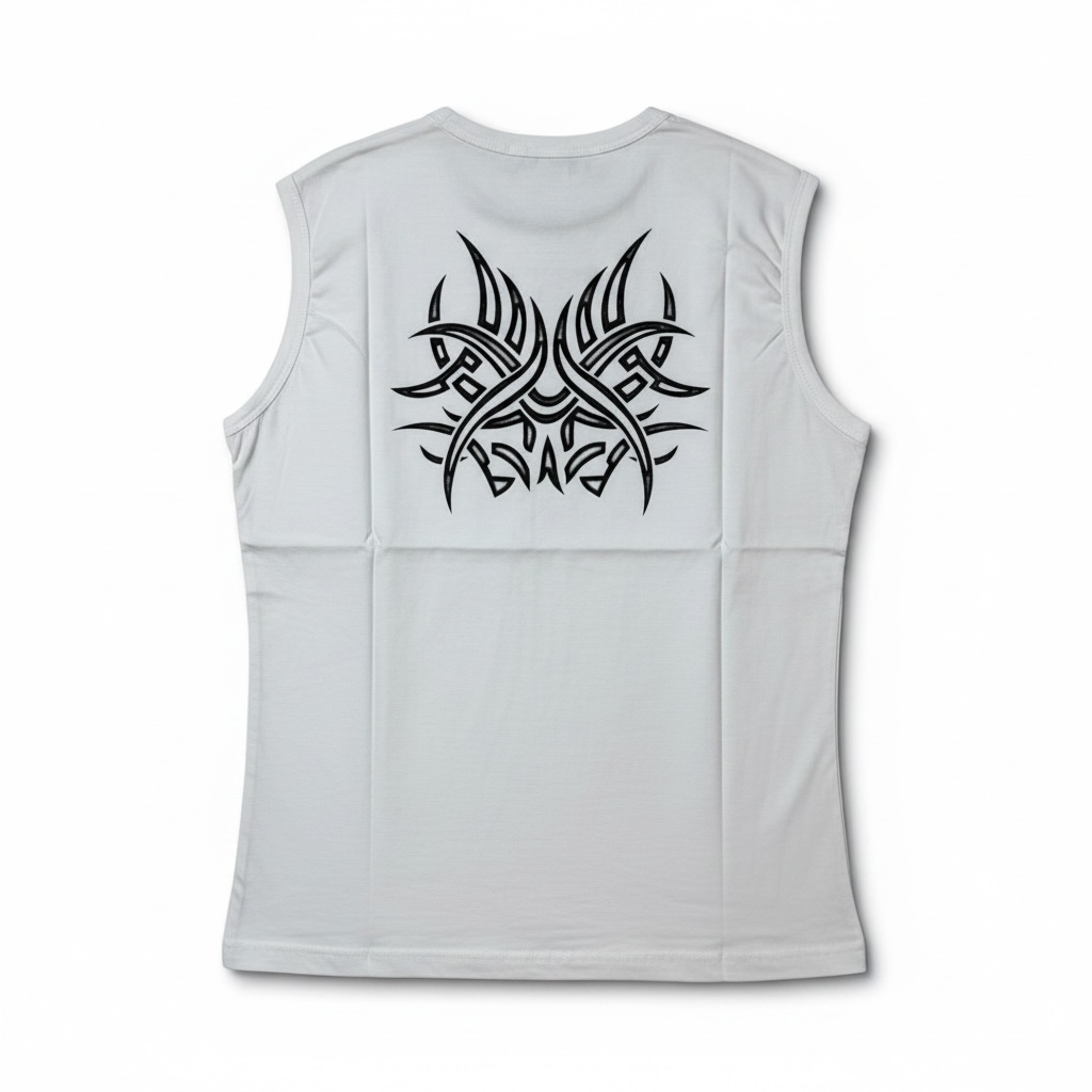 Y2K Tribal Graphic White Sleeveless T-Shirt