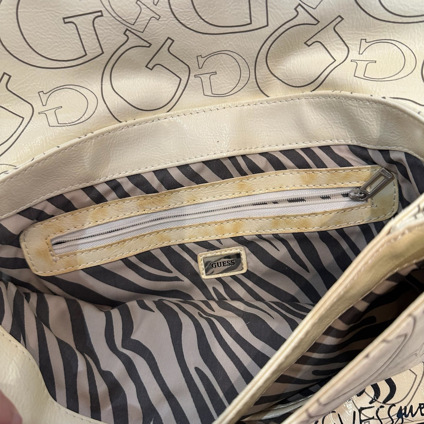 Guess Leather Graphic Clutch Bag