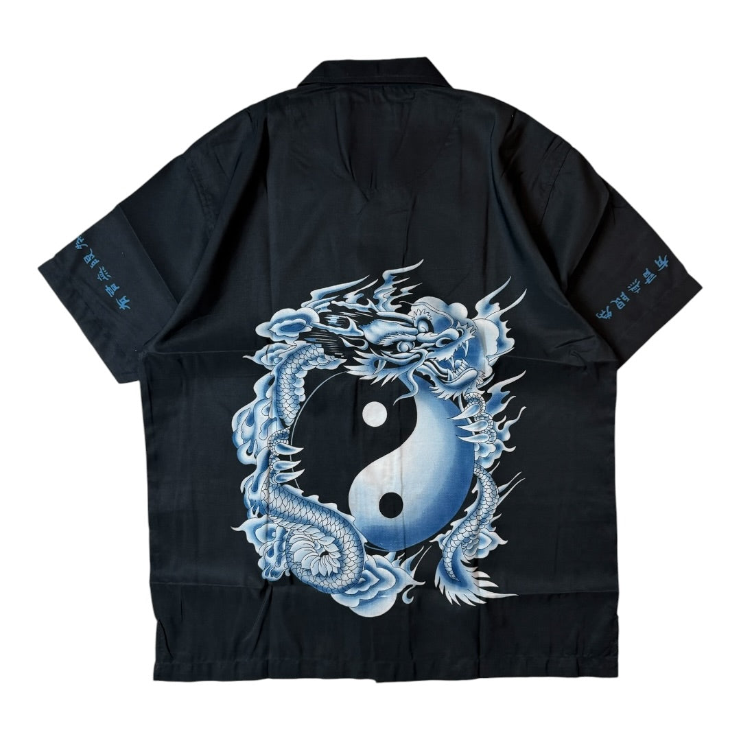 Y2K Japanese Dragon Button Up Shirt