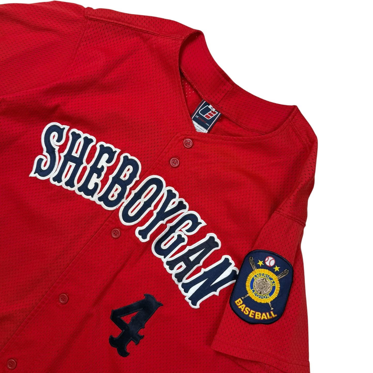 Vintage Red Mesh Baseball Jersey Team