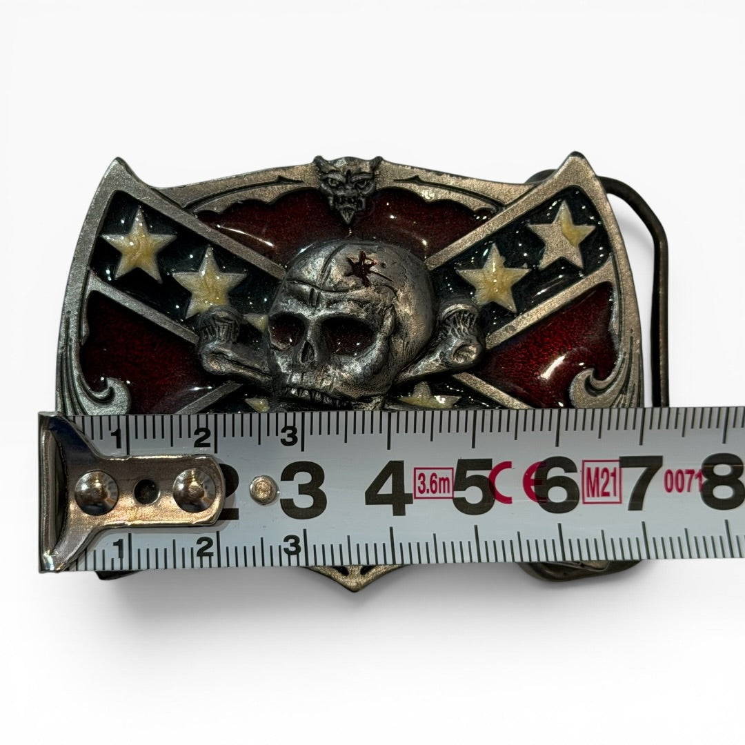 1981 Great American Buckle Co. No. 13 Skull Confederate Flag Belt Buckle