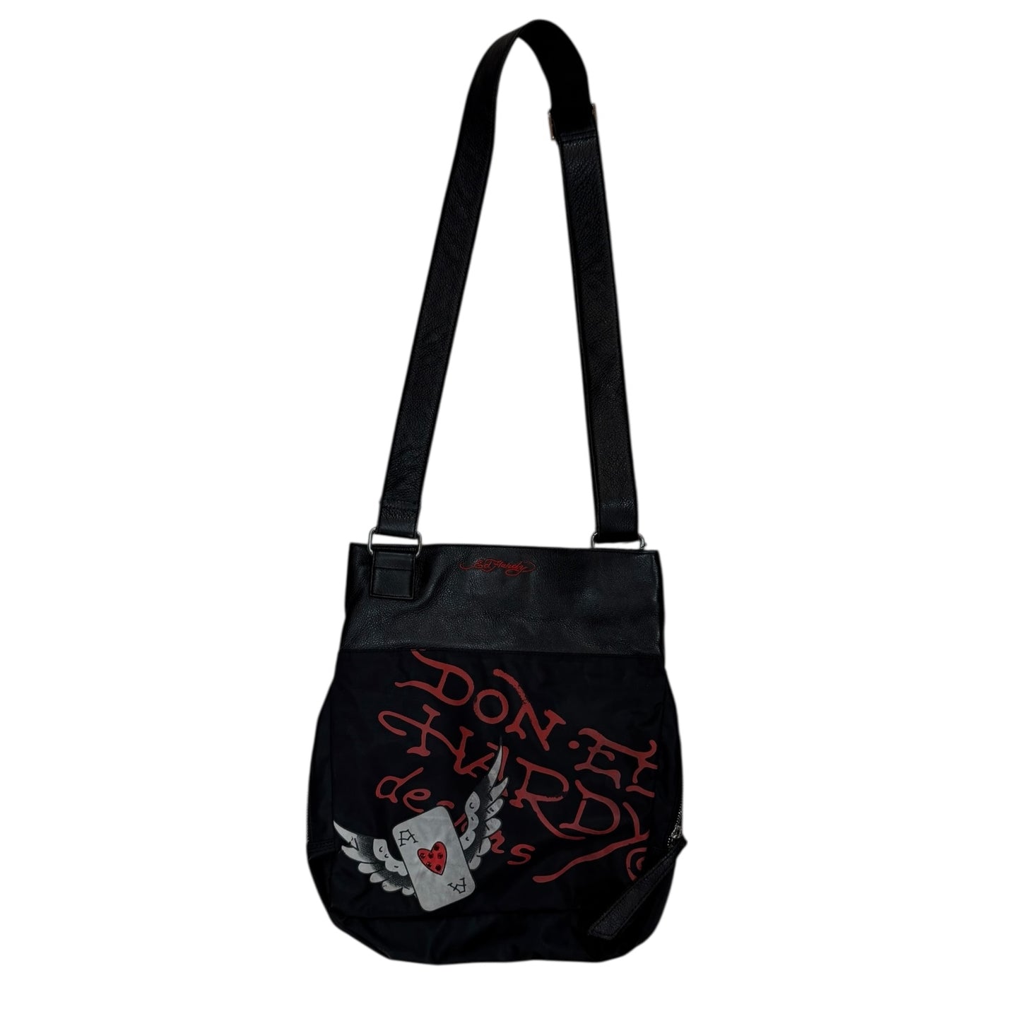 Ed Hardy Leather messenger-style crossbody Bag