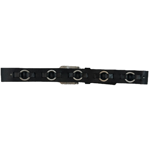 Nickelson Black Leather Belt Dead Stock