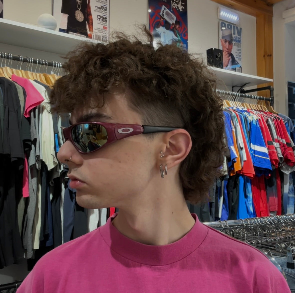Vintage Sport Burgundy Mirrored  Sunglasses