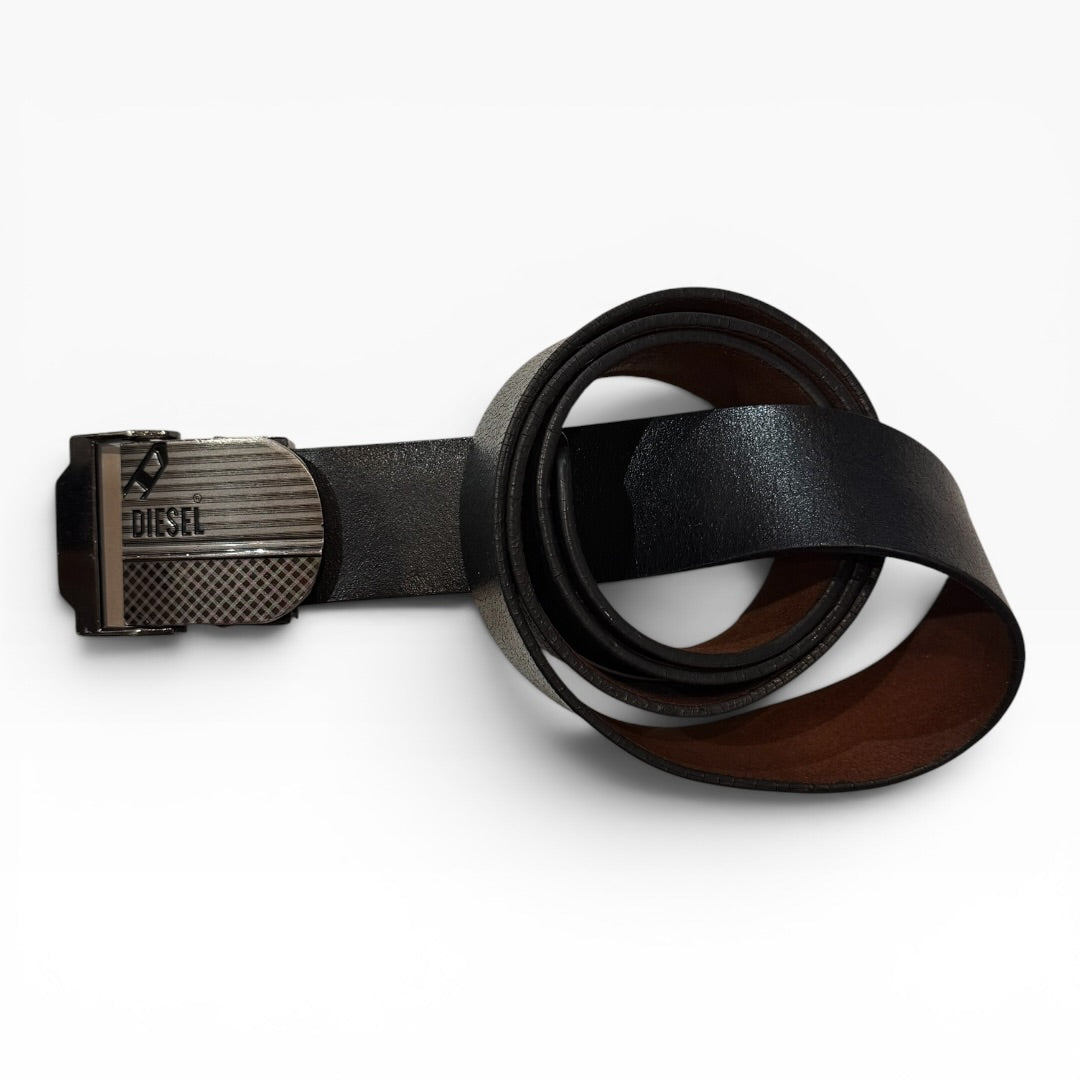 Vintage Diesel Leather Belt – Black/Brown Automatic Buckle
