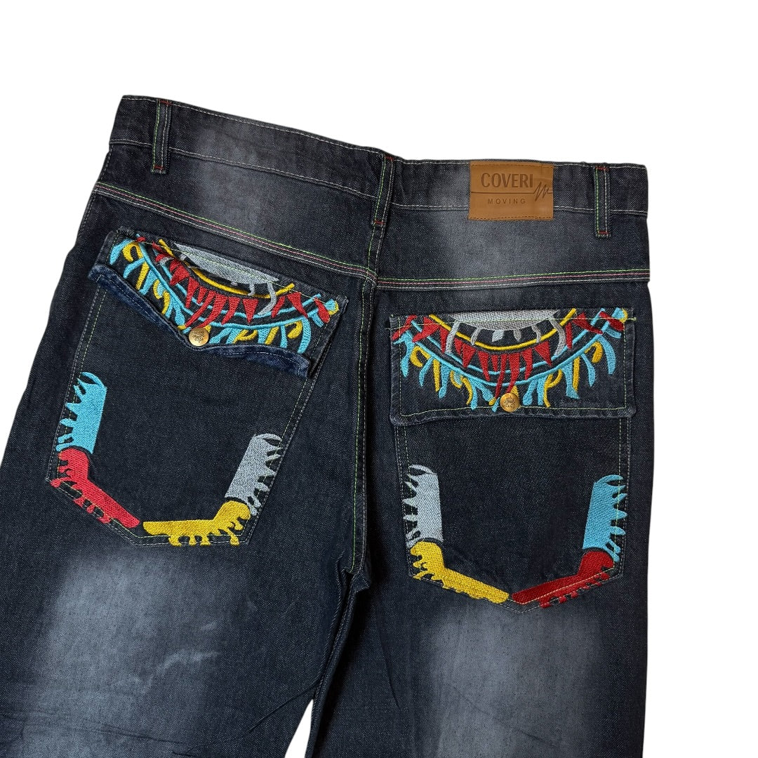 Pocket Embroidered Hip Hop Jean's