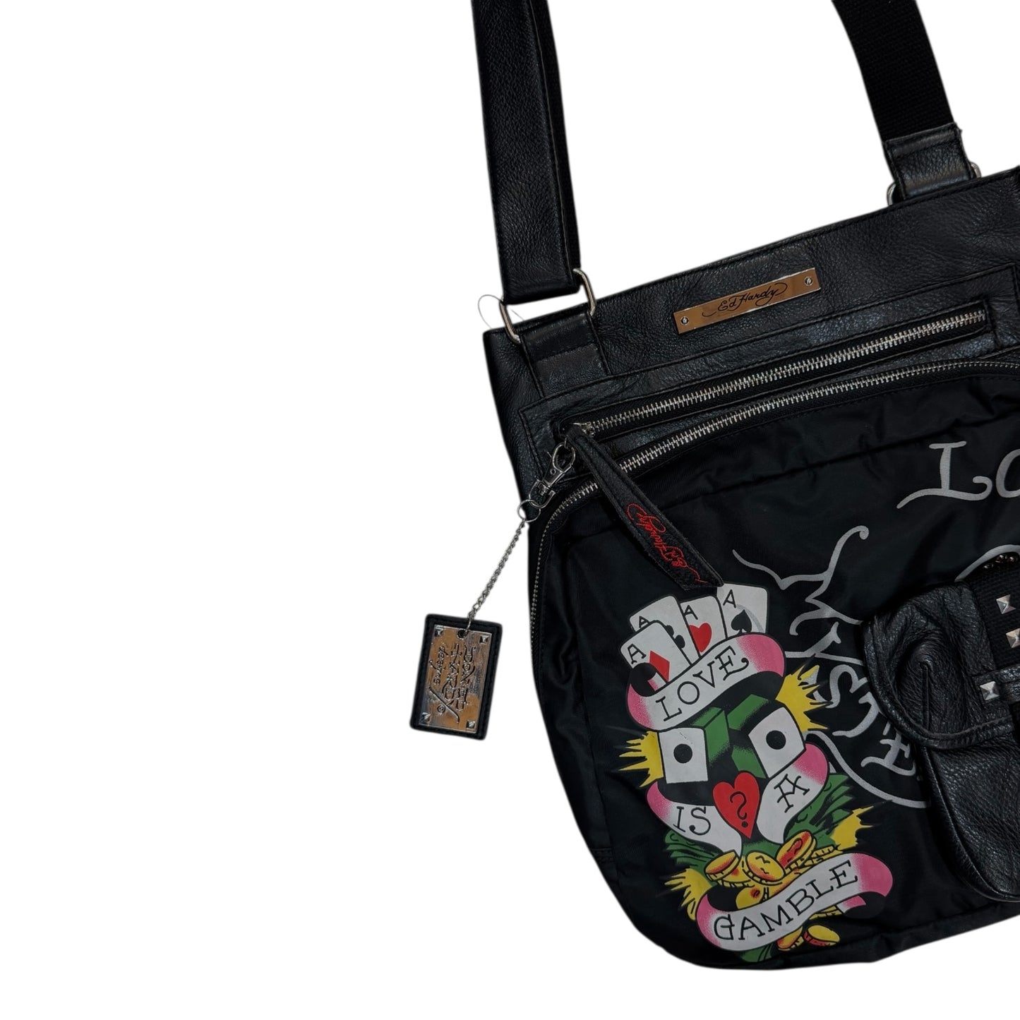 Ed Hardy Leather messenger-style crossbody Bag