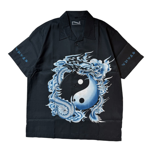 Y2K Japanese Dragon Button Up Shirt