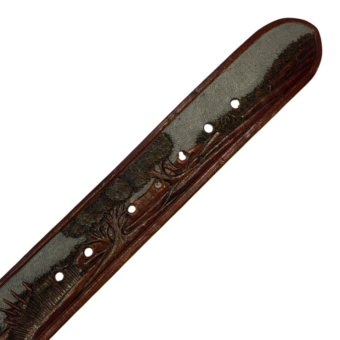 Tony Lama State Series Collection Texas Solid Brass Leather Belt