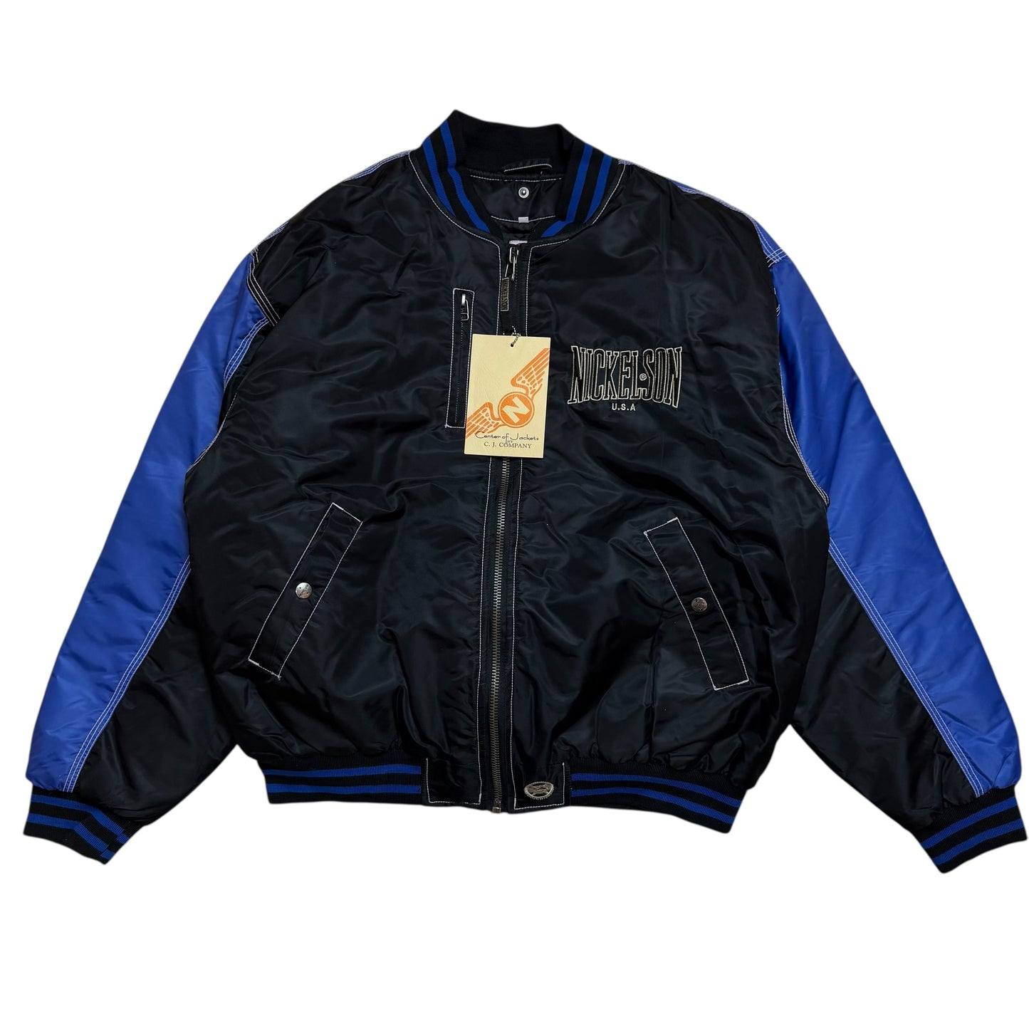 Vintage Nickelson DeadStock Bomber Jacket Blue / Black