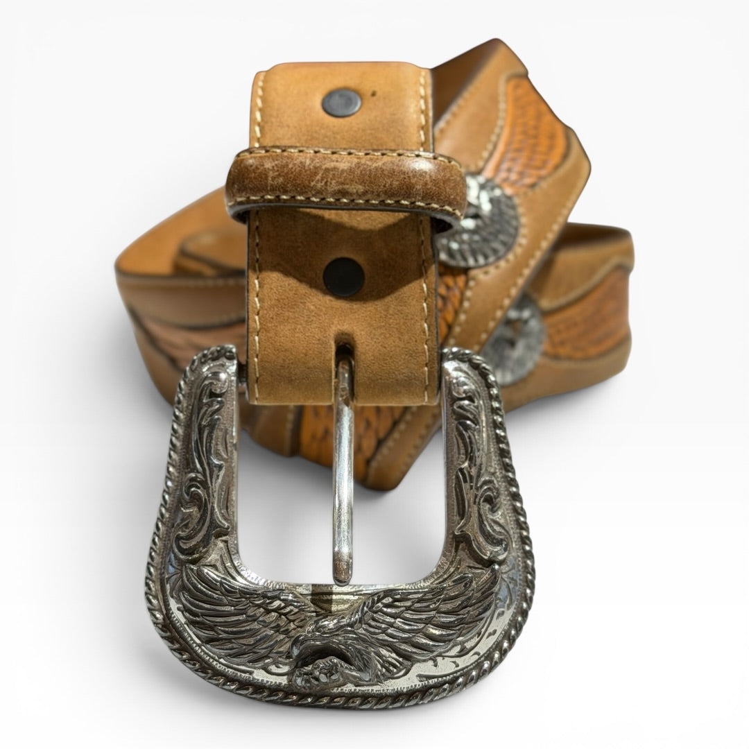 Vintage Silver Creek Eagle Tooled Leather Belt