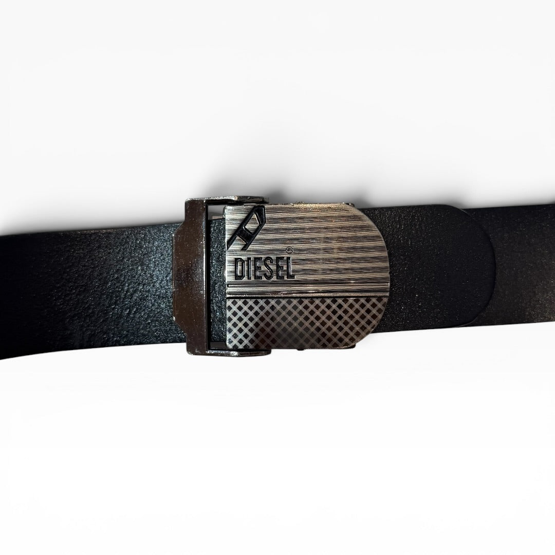 Vintage Diesel Leather Belt – Black/Brown Automatic Buckle