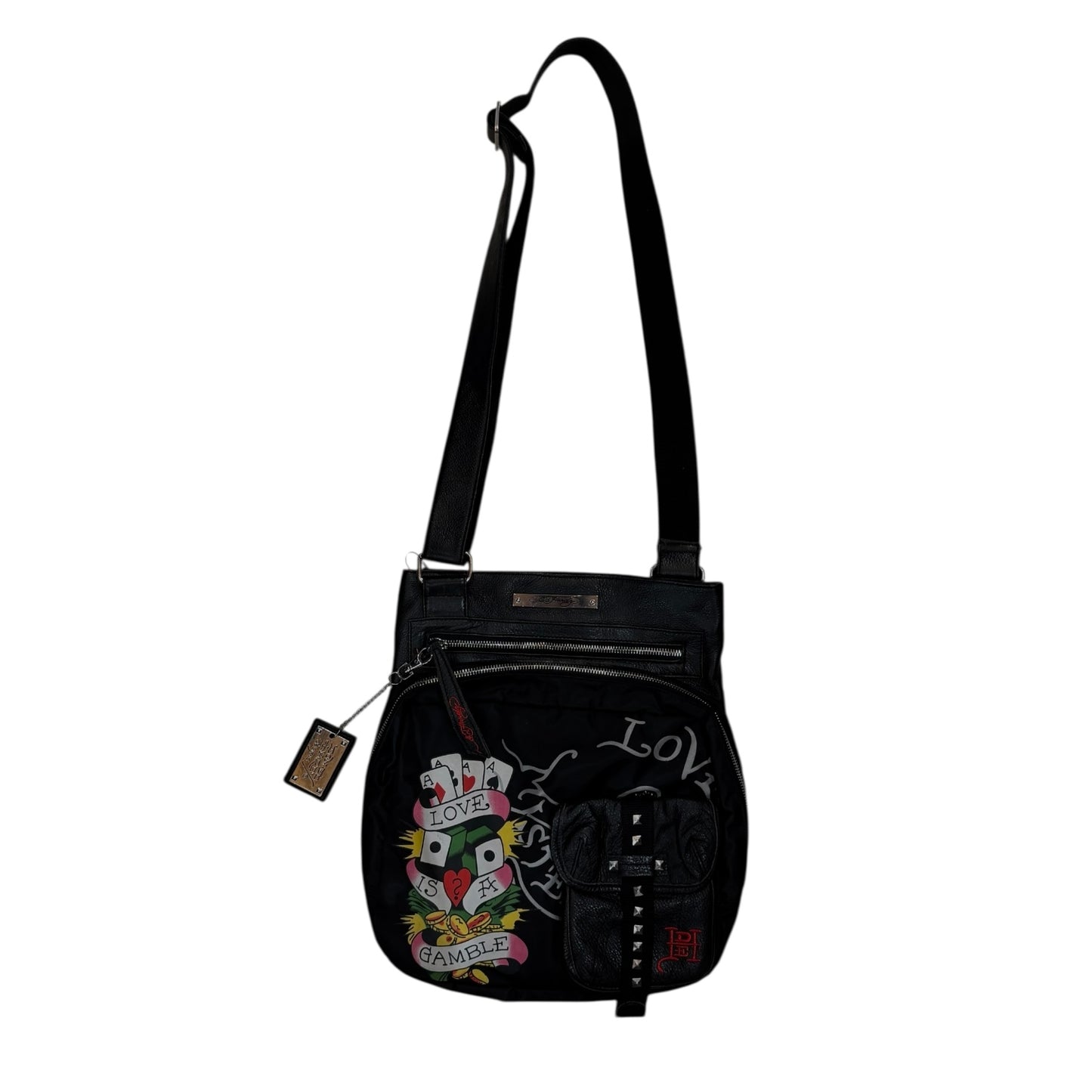 Ed Hardy Leather messenger-style crossbody Bag