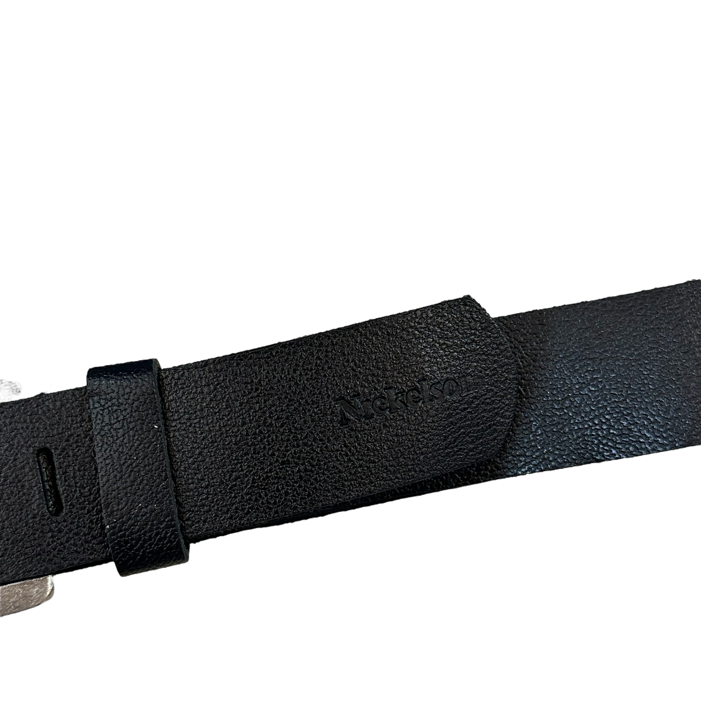 Nickelson Black Leather Belt Dead Stock
