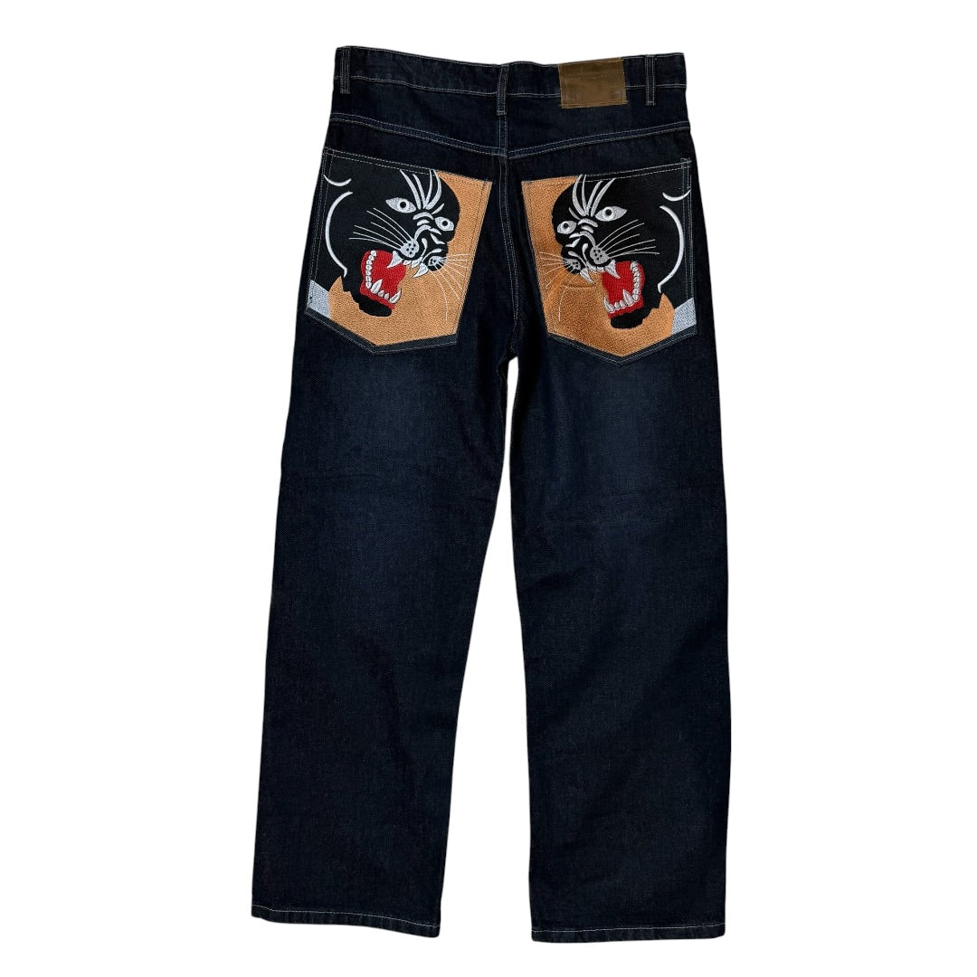 Tiger/Swords Embroidered Hip Hop Jean's