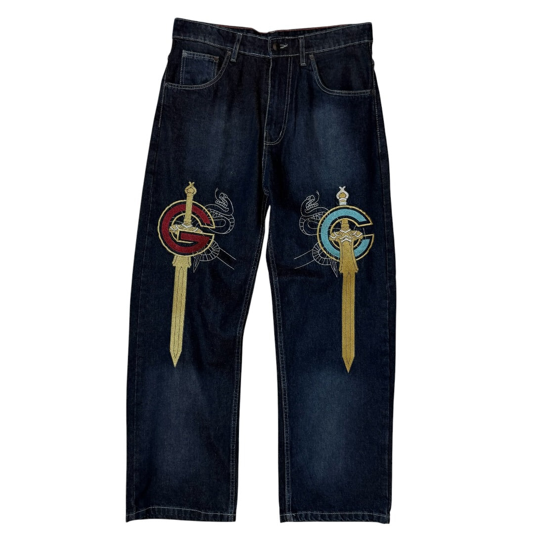 Tiger/Swords Embroidered Hip Hop Jean's