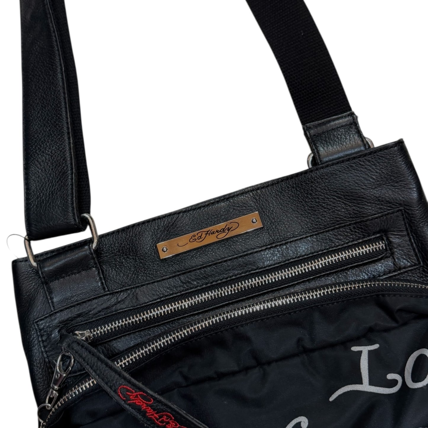 Ed Hardy Leather messenger-style crossbody Bag