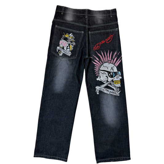 Hip Hop Embroidered Baggy Ed-Hardy Jeans