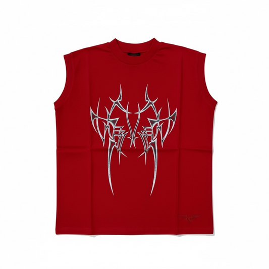 Y2K Tribal Graphic Red Sleeveless T-Shirt