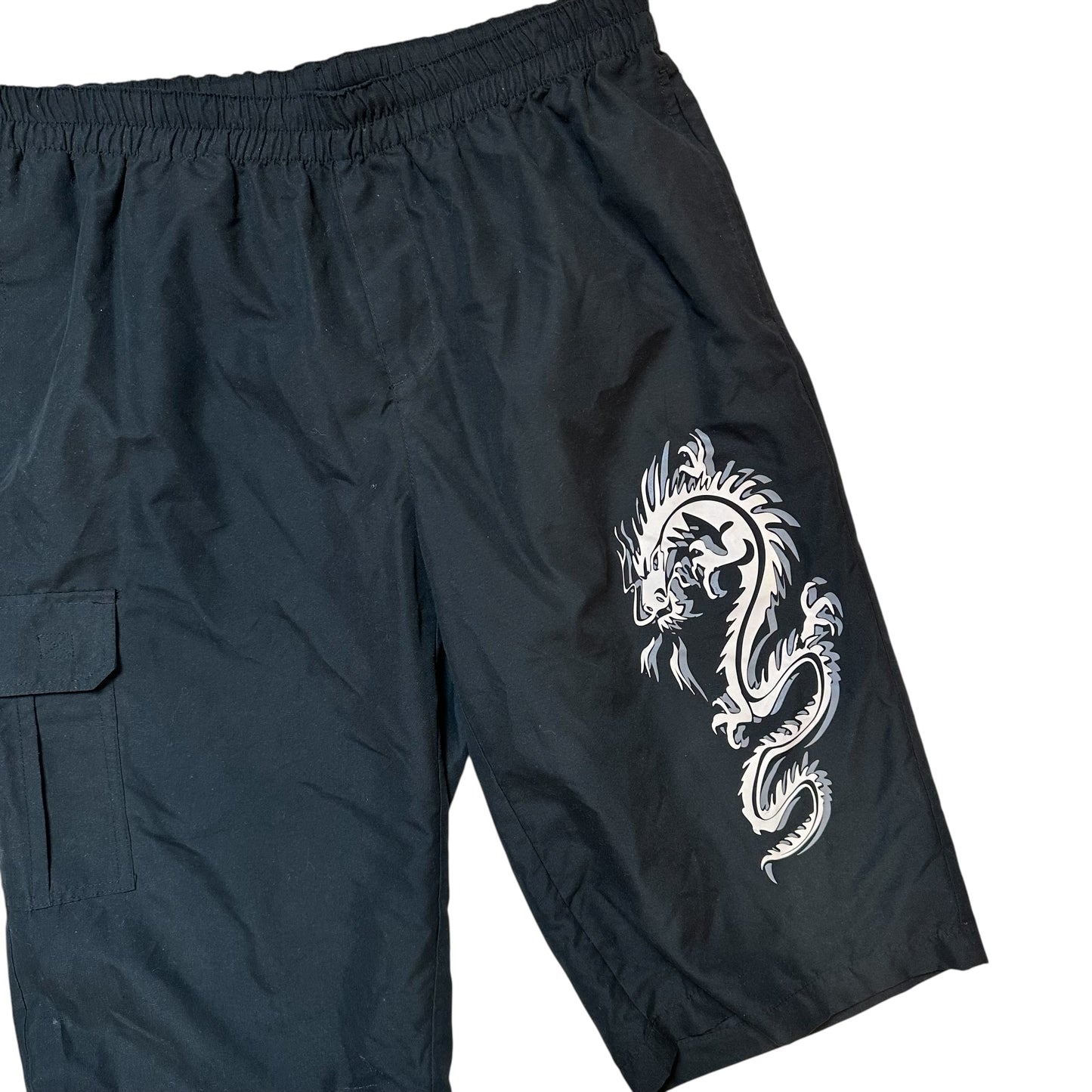 Y2K Dragon Graphic Cargo 3/4 Parachute Pants