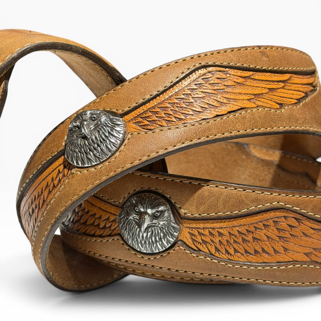 Vintage Silver Creek Eagle Tooled Leather Belt