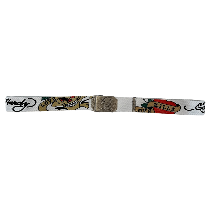 Ed Hardy By Christian Audigier   Y2K Belt Unisex White