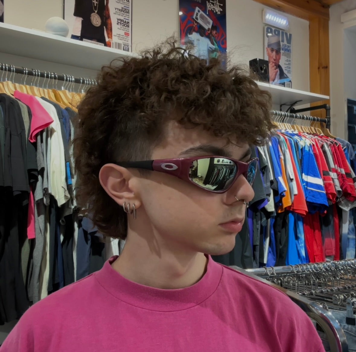 Vintage Sport Burgundy Mirrored  Sunglasses