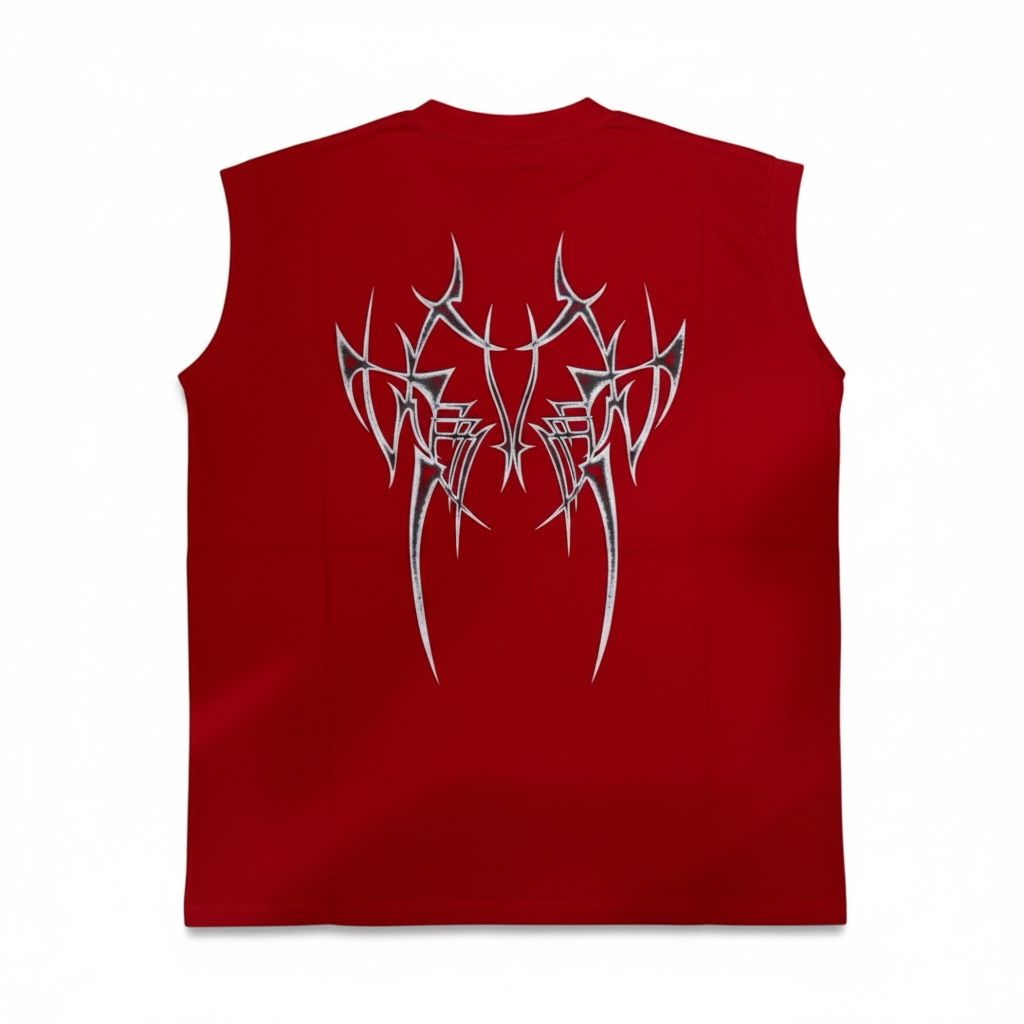 Y2K Tribal Graphic Red Sleeveless T-Shirt
