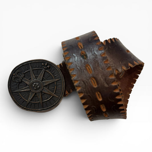 Vintage Handmade Compass Leather Belt