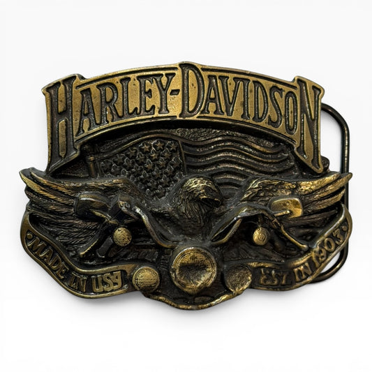 1991 Harley-Davidson Eagle & American Flag Belt Buckle