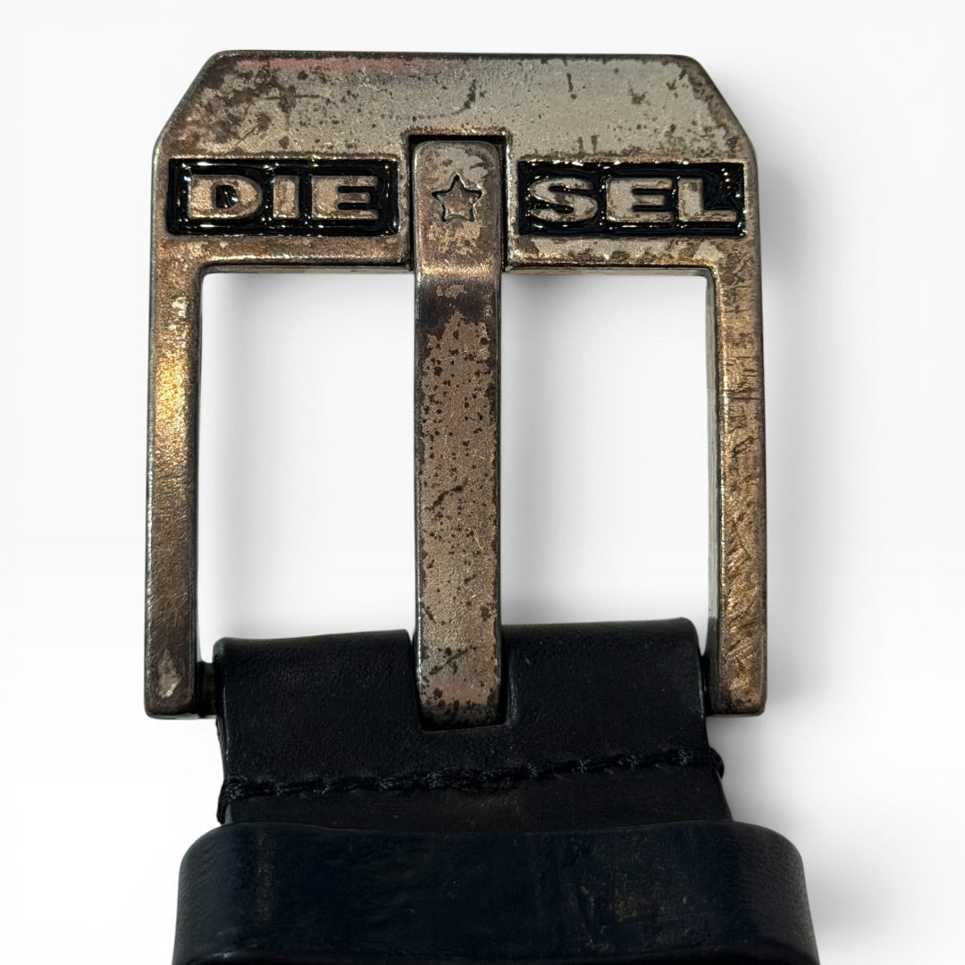 Vintage Diesel Black Leather Belt